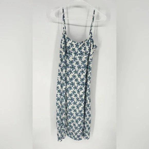 Uniqlo feminine cottagecore Blue Floral Midi camisole slip Dress - Picture 3 of 7